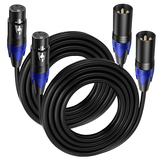2 Pack, 10 FT XLR Male to Female Cable Professional Balanced Microphone Lead XLR Male to Female Cables, Extension Mic Cable Cord