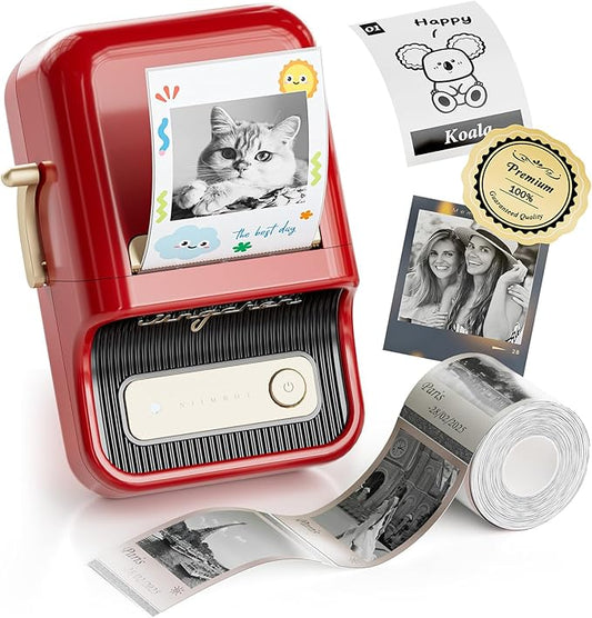 NIIMBOT B21 Pro Label Maker, 300DPI HD Label Printer, Ideal for Notes,Photos, Study Graphics, Memo Maker,50x30mm Label(Red)