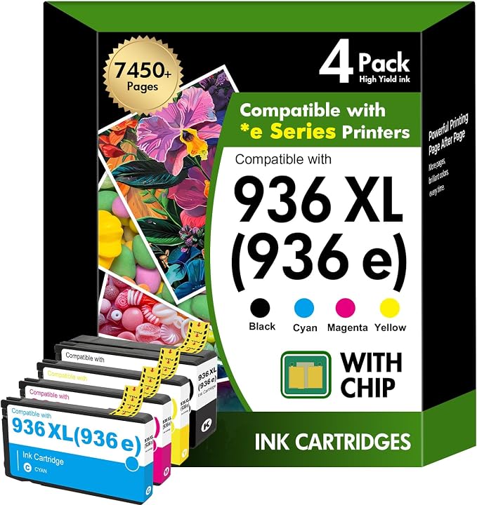 Toner Bank 936 936XL 9125e 9120e Ink Cartridges Combo Pack: Replacement for HP 936e 936XL 936 Ink Cartridges for HP Printers OfficeJet Pro 9730e 9130 9135e 9122e 9128e 9110b 9120