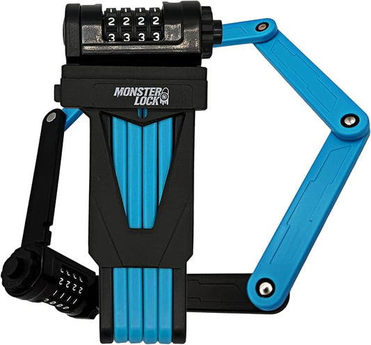 Monster Folding Bike Lock – Heavy-Duty Anti-Theft Hardened Steel, Rust-Proof, Foldable Compact High-Security Lock for Bicycle, Scooter & Motorcycle