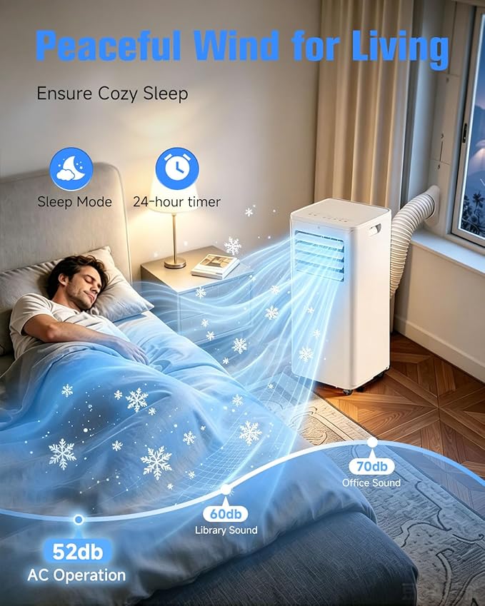 12000 BTU Portable Air Conditioner, 3-in-1 AC Unit with Dehumidifier & Fan Mode, Quiet Operation for Bedroom, Cools up to 550 sq.ft, 24-Hour Timer, Remote & Window Installation Kit Included