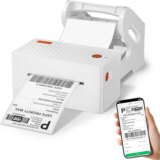 Bluetooth Thermal Shipping Label Printer 4x6 – 203 DPI Inkless for Small Business – Compatible with iPhone, Android, Windows, Mac, Chromebook via USB – Save Every First Label