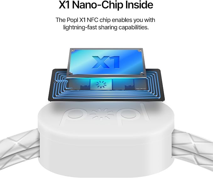 Authentic Patented Popl Bracelet™ (Avoid Fake Knockoffs) - Smart NFC Networking Card - Simply Tap to Exchange Contact Info, Capture Leads, & Manage Contacts (White)