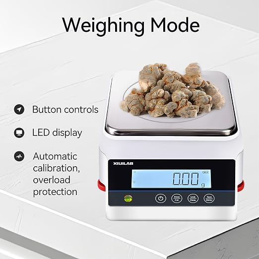 Lab Scale 2000g x 0.1g High Precision Digital Scale Electronic Analytical Balance with RS232 Interface One-Key Auto Calibration Windproof Airflow Strip Tare & Unit Conversion Function