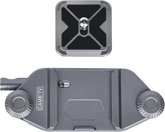 cametv Camera Clip Backpack Clip with Quick Release Plate, Aluminum Backpack Strap Camera Mount Holder with QR Clamp System for Canon, Sony, Nikon, Fuji, DSLR, Action Camera (68001) (Silver)