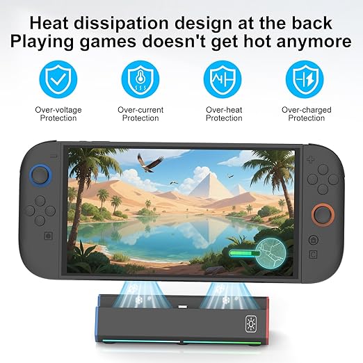 TV Dock Station for Nintendo Switch 2,Portable Charging Stand with 4K HDMI/ 2*USB Port/Type C Port/RGB Led Light -Switch 2 TV Docking Station Only