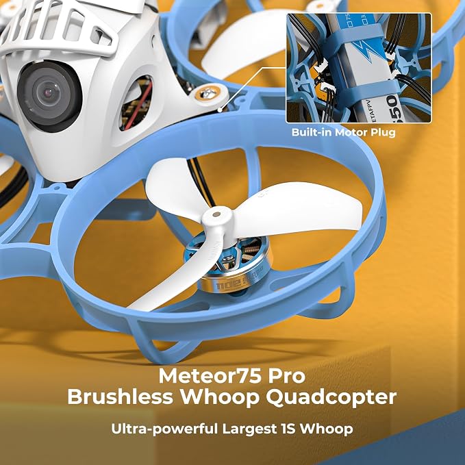 BETAFPV Meteor75 Pro 1S Brushless Drone with Matrix 1S 5IN1 FC, 1102 22000KV Motor 45mm 3-Blade Props for FPV Freestyle Racing Indoor Outdoor, Fly Time Up to 6.5Min with LAVA II 1S 580mAh Lipo Battery