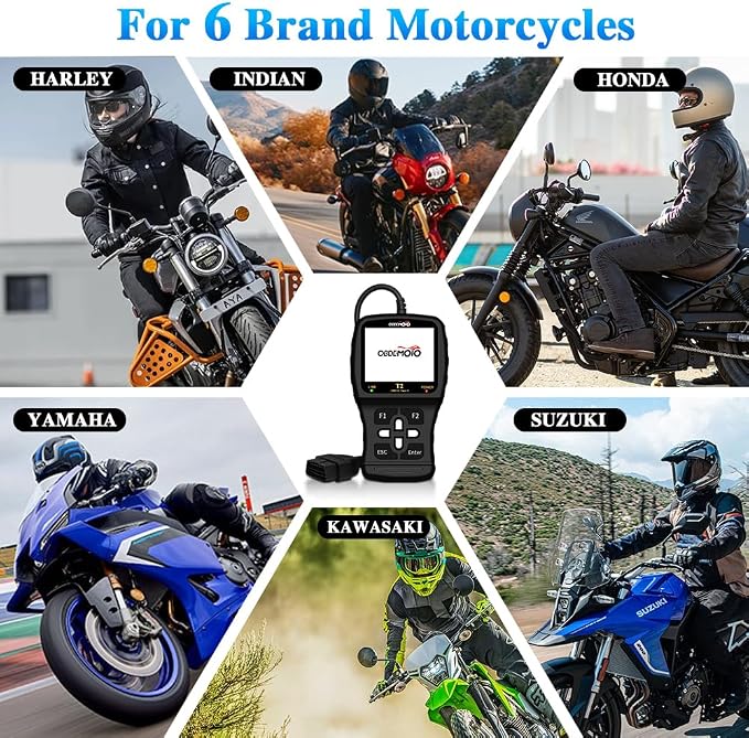 T2 Motorcycle Scanner, OBD2 Motorcycle Scan Tool, Euro 5 3.5'' LCD Motorbike Diagnostic Tool, Code Reader with ECU Scan, Service Reset for Harley Indian Honda Yamaha Kawasaki Suzuki