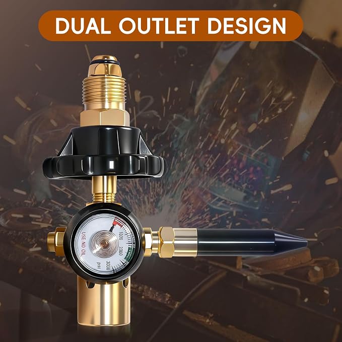 Helium Latex Balloon Filler Air Flow Inflator Regulator 0-3000 PSI with Gauge for CGA580 Tank Valve, Balloon Helium Tank Regulator Filler Valve