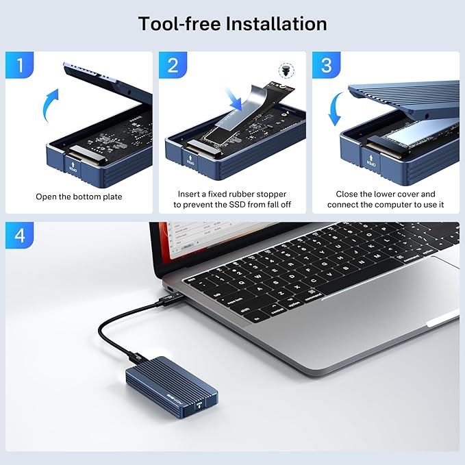 ACASIS 40Gbps M.2 NVMe SSD Enclosure, TBU 405 for M1 M2 Pro/Max, Compatible with 、USB4/USB3.2/3.1/3.0/2.0, M.2 Enclosure Support 2280/2260/2242/2230 (TBU405)