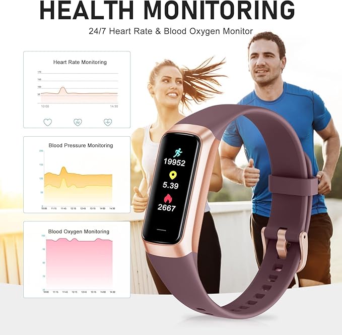 Fitness Tracker with 24/7 Heart Rate, Health Tracker with Calories Sleep Monitor, 1.10''AMOLED Touch Color Screen, Step Counter Activity Pedometer Smart Watch for Women Men