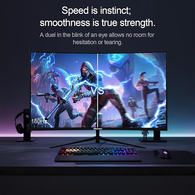 27 Inch Curved Gaming Computer Monitor 2K QHD(2560x1440) 180Hz Monitor,1ms 1800R Display, FreeSync, 4000:1 Contrast Ratio,100% sRGB, HDMI 2.0 & DisplayPort 1.4 VESA Mount（G27X Flex Pro）