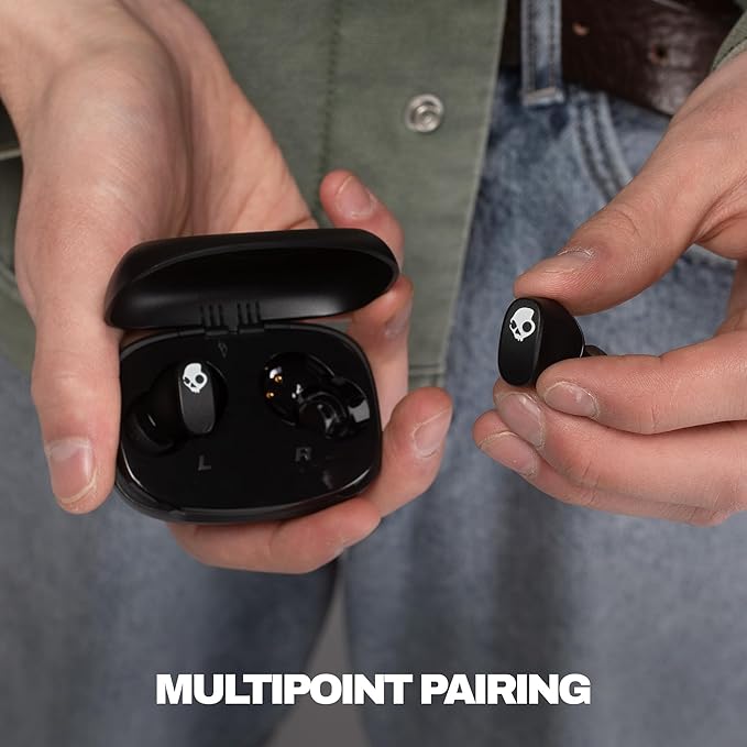 Skullcandy Smokin’ Buds 360 Wireless Earbuds, Bluetooth Headphones, Noise Isolating Fit, Up to 20 Hours Battery, IPX4 Sweat and Water Resistant, Microphone for iPhone Android - True Black