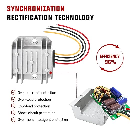 Nilight 24V to 12V Voltage Converter 120W 10A Regulator Step Down to 12VDC Waterproof DC Convert Reducer Power Supply Transformer Module for Golf Cart Scooters Trucks
