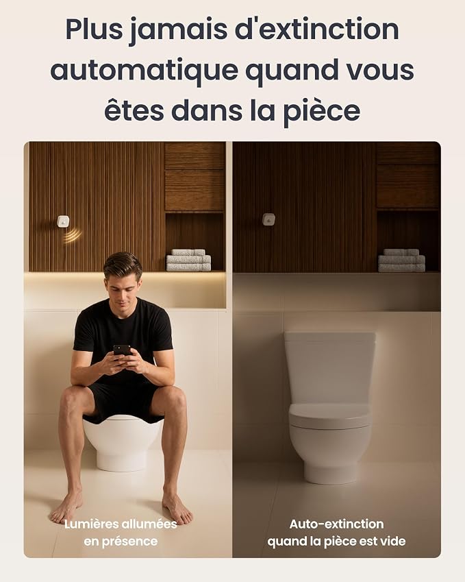 SwitchBot Smart mmWave Radar Motion Sensor, Bluetooth Presence Sensor with Dynamic Detection & Zone Positioning, Compatible with Alexa, HomeKit & Apple Home (Presence Sensor&Bot)