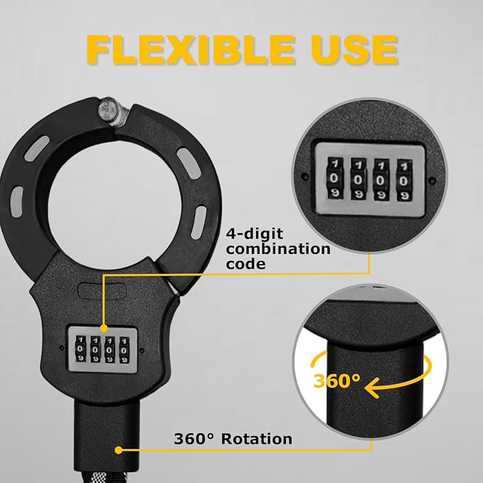Scooter Lock Anti Theft, 36.6” Bike Locks Heavy Duty Chain with 4-Digit Combination, Electric Scooter Lock Anti-Scratch Security Chain for E-Scooter, E-Bike, Bicycle, Motorbike