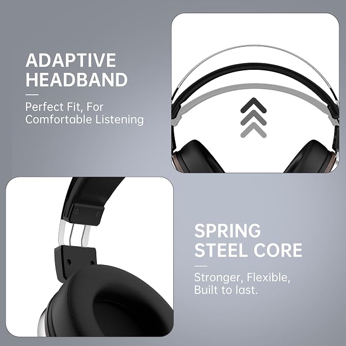Wired Studio Headphones with 32Ω, Professional Over-Ear Monitor Headset for Recording Mixing DJ Podcast Audiophile, Detachable Cables & Comfortable Protein Leather, Stereo for Computer Guitar Amp