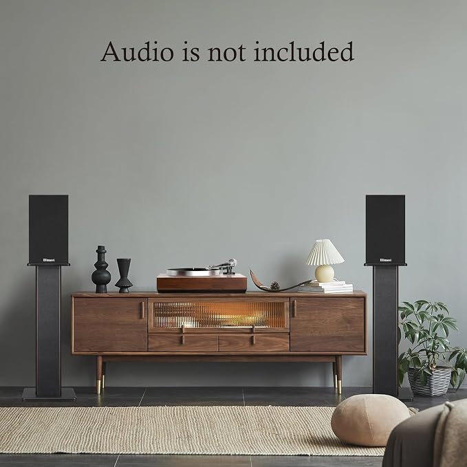 Elimavi Universal Floor Speaker Stands, 22.64 Inch Surround Sound Stands Supports 150LB, Non-Slip Pads & Cable Ties, for Bookshelf Speakers,Satellite Speakers,Studio Monitors, Easy Installation,Black