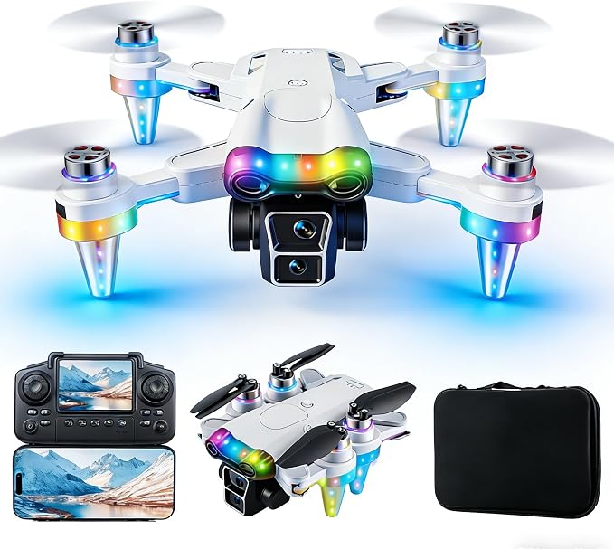 Drones for kids 8-12 with camera 4K HD – Drone with camera for kids & Beginners, Mini kids drone with Fancy LED Lights, 2.4" Built-In FPV Screen, Dual Batteries, Indoor & Outdoor Toy Gift