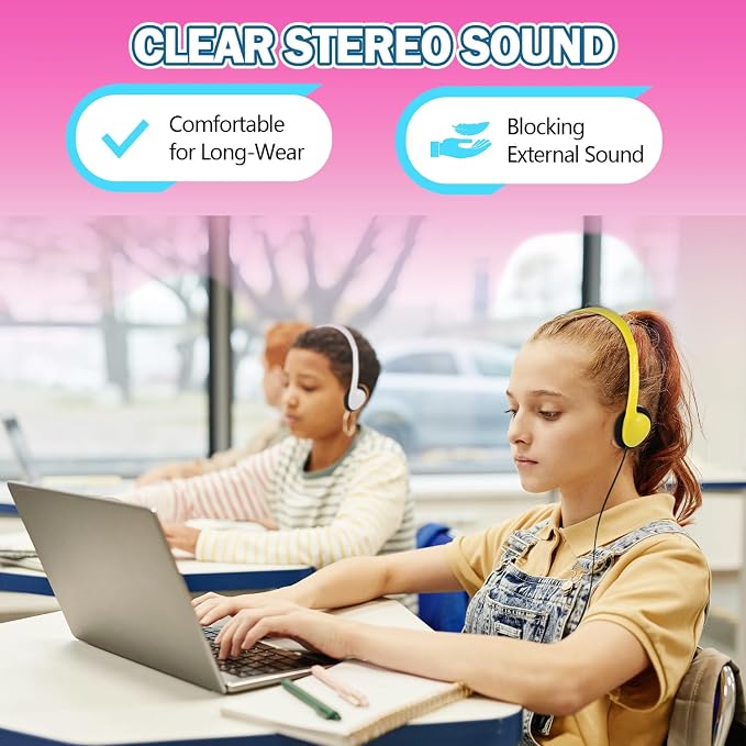 Classroom Headphones Bulk 50 Pack Class Set for School Students Kids and Adult -Sturdy Wired 3.5mm Plug (Mixed, 50 Pack)