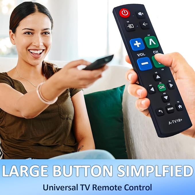 Big Button Universal Remote for All TV Remote, for All Samsung/LG/VIZIO/Sony/Hisense/Philips/Panasonic TVs and More
