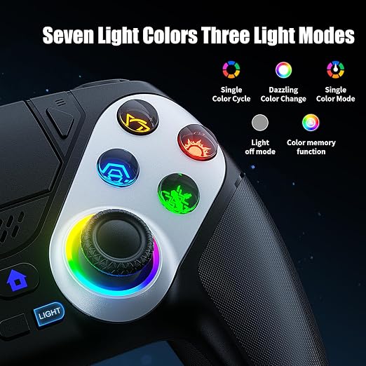 Nonbliep LED Wireless Controller for PS5, Compatible with PS5/PC, Dual Vibration, Macro/Turbo Function, 3.5mm Audio Jack, 6-Axis Motion Control Gamepad with Speaker