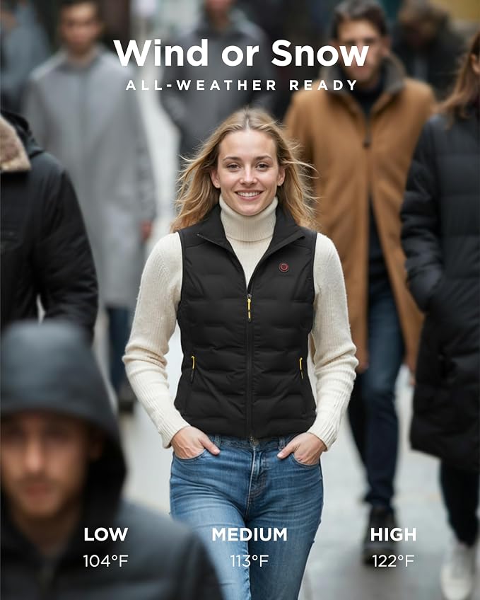 InoKraft Heated Vest Women, Lightweight Quilted Vest with Rechargable Battery Pack & USB-C Cable, Christmas Gifts for Women