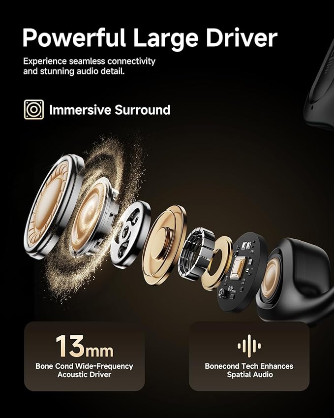 PSIER Bone Conduction Headphones, 2026 Upgrade Bluetooth 6.0 Open Ear Headphones, 10Hrs Playtime Wireless Earbuds with Mic, 23g Lightweight Comfort, IPX5 Waterproof Running Headphones for Gym, Outdoor