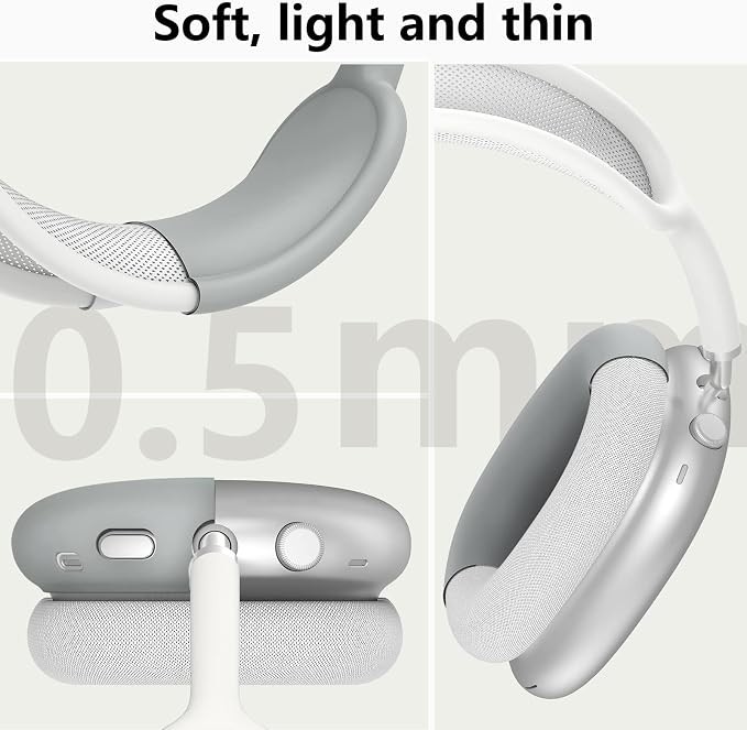 Silicone Case Cover for AirPods Max Headphones, Ear Pad Case Cover/Ear Cups Cover/Headband Cover for AirPods Max 2/1 (2026/2024/2020)(USB-C/Lightning),Silicone Accessories for Apple AirPod Max 2, Gray