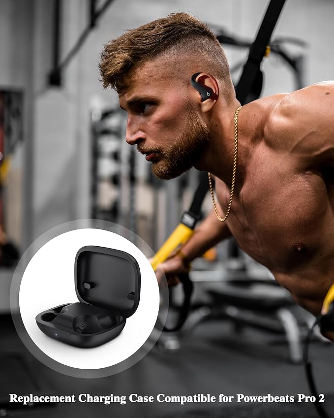 Replacement Charging Case Compatible with Powerbeats Pro 2: Wireless Charger Case with Bluetooth Pairing Button, 600mAh Battery, USB-C Charging Cable Included