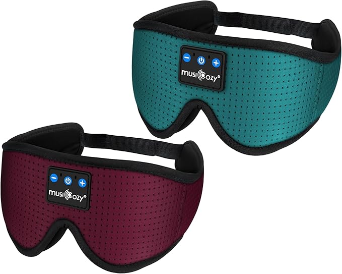 MUSICOZY Bluetooth Sleep Headphones Eye Mask Set – 2-Pack Wireless Sleep Masks for Men and Women