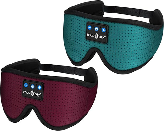 MUSICOZY Bluetooth Sleep Headphones Eye Mask Set – 2-Pack Wireless Sleep Masks for Men and Women