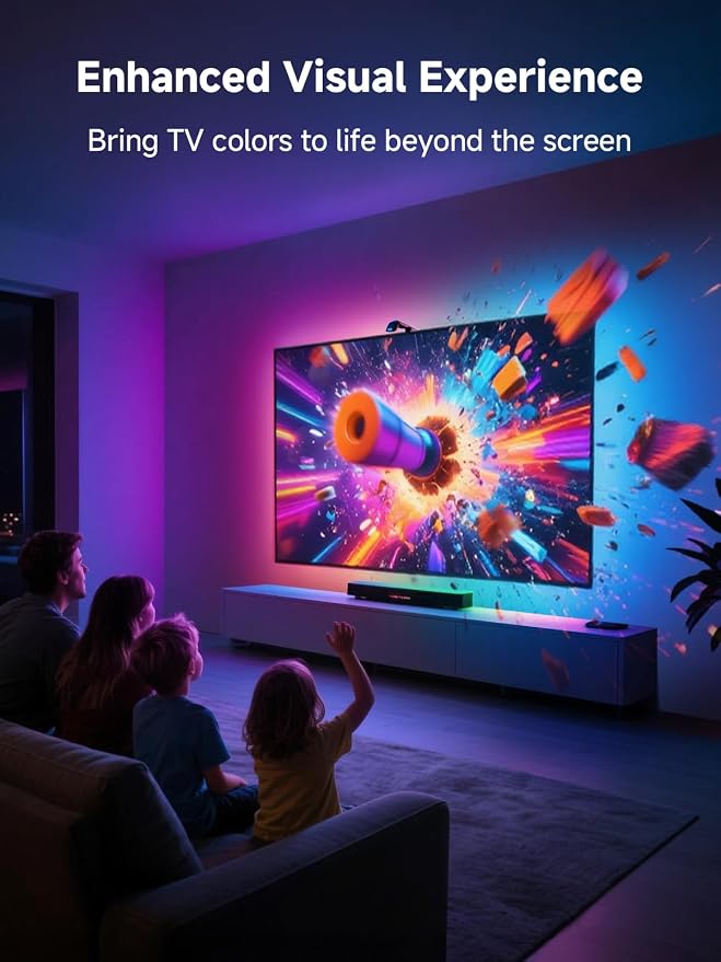 KANTUTOE TV LED Backlight Sync to Screen, 20.34ft LED Lights for 65-100 Inch TVs & PC Monitors, Smart App Control TV Lights That Change with TV, Backlight with Camera, Music Sync Strip Lighting