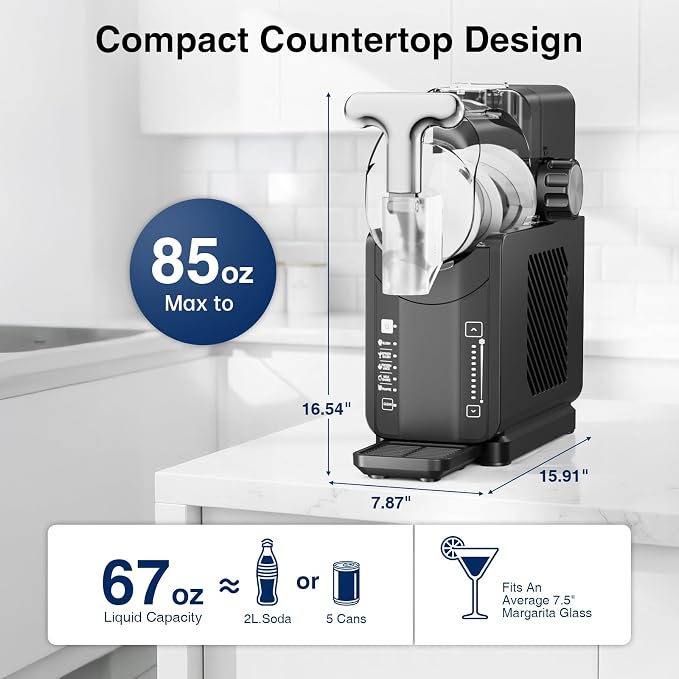 Slushie Machine, No Ice Needed, 85 oz Slushy Machine for Home, 5 Preset Programs & Auto-Clean Mode, Fast Chill Technolog, Frozen Drink Maker (Dark Grey)