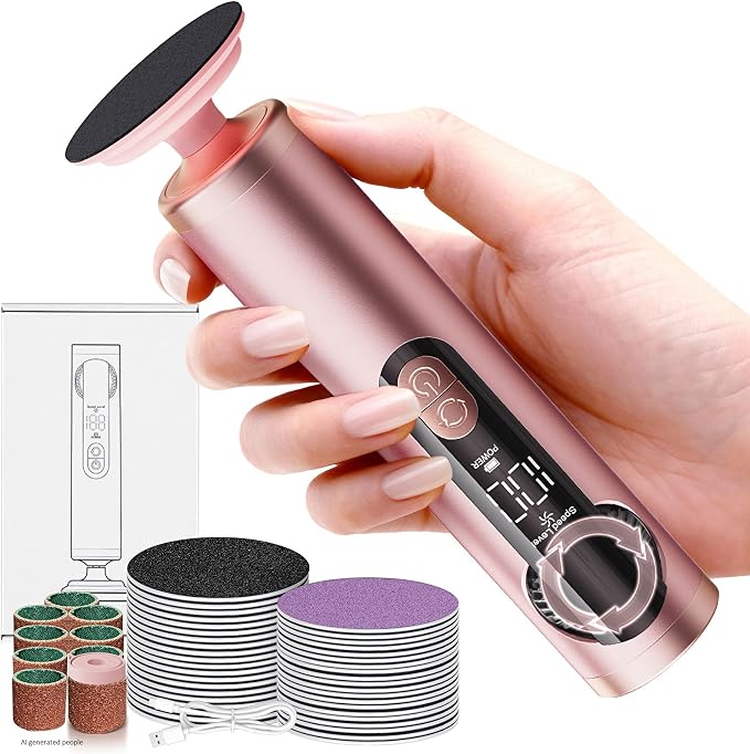 Electric Foot Callus Remover for Dry Foot Skin, Electric Foot File with Most Powerful Motor for Dead Skin & Cracked Heel Like Foot Pumice Stone,Calloused Feet Remover Tool with 2 Detachable Discs