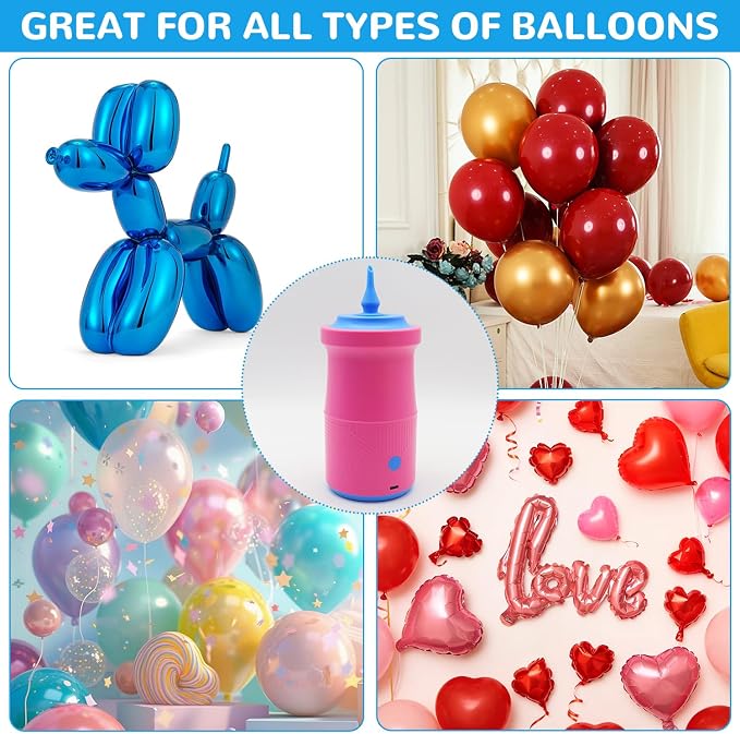 Mostop Balloon Pump Electric: Portable Cordless Balloon Blower Machine with Carry Bag, Rechargeable Air Pump for Balloons, Balloons Inflator for Party Decoration Christmas Birthday