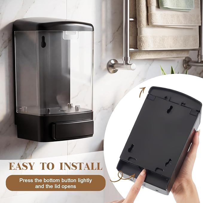 Hushee 4 Pcs Plastic Wall Mounted Soap Dispenser Commercial Manual Soap Containers Wall Dispenser for Kitchen Shower Hotel Liquid Shampoo Gel Chamber(33.8 oz 1000 ml,Clear)