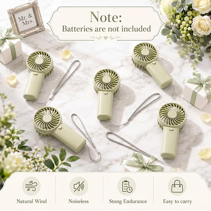 Rossesay 16 Pcs Mini Portable Fan Handheld Battery Operated Portable Small Personal Fans for Summer Beach Indoor Outdoor Travel Cooling Gift (Sage Green)