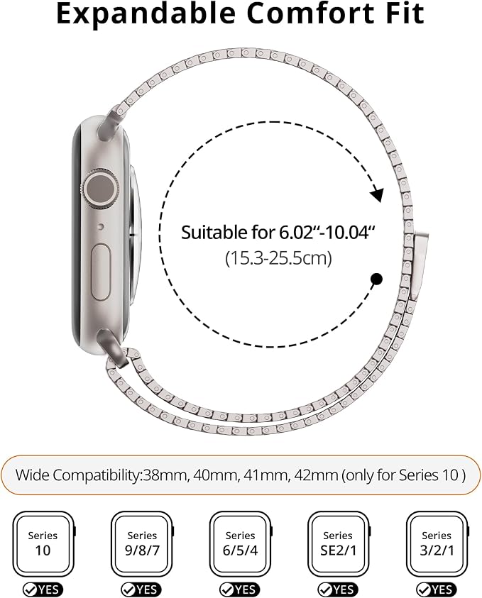 LULULOOK Milanese Mesh Loop Compatible with Apple Watch Band 49/46/45/44/42/41/40/38mm for Men Women, Stainless Steel Magnetic Buckle Strap for iWatch Ultra 3/2 Ultra Series 11 10 9 8 7 6 SE 5 4 3