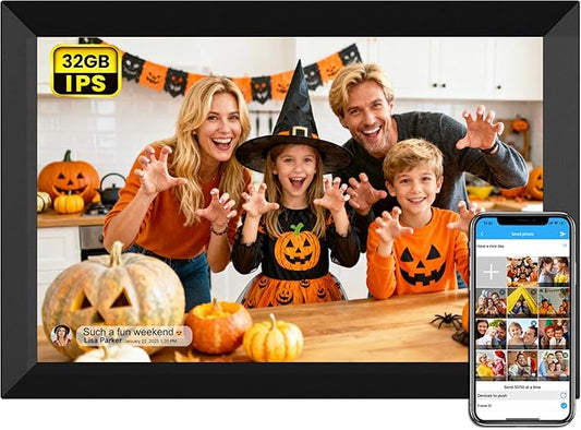 10.1 Inch Digital Picture Frame WiFi Smart Digital Picture Frame with HD IPS Touch Screen 32GB Memory Auto-Rotate Send Pictures from Anywhere (Black)