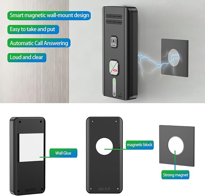 Home Intercom System Wireless 3 Pack, Expandable to 6 Units, Room-to-Room Communication, 1600ft Long Range, Auto Answer, Magnetic Wall Mount, 30-Day Battery, for Elderly Parents, Office, Indoor Use.