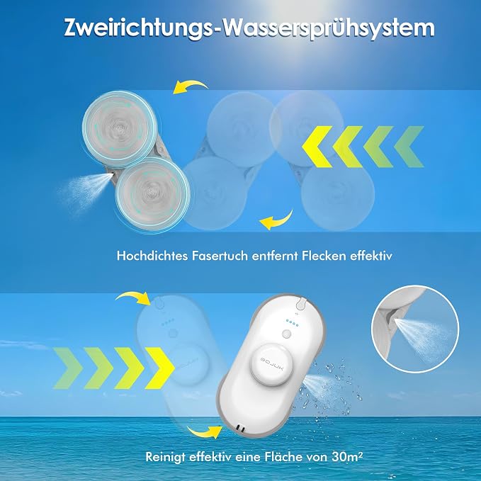 Window Cleaning Robot, 5000Pa Suction, Dual Spray, AI Smart Path Planning, Wet and Dry Glass Cleaner with Edge Detection and Anti-Drop Protection for High-Rise Windows