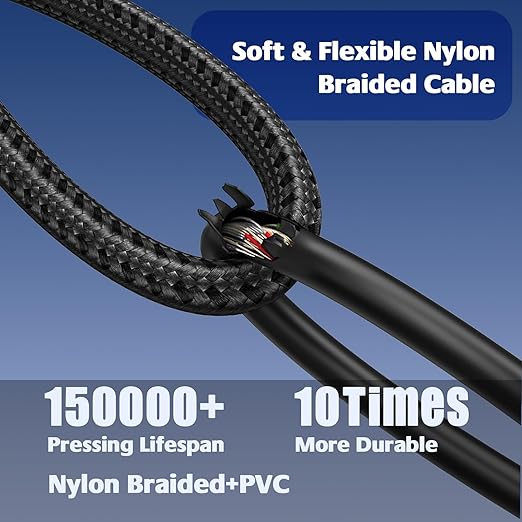 XLR Male to 1/4, TRS to 6.35mm 6ft 2Packs Gold-Plated Connectors Nylon Braided, Quarter Inch to XLR Male Cable for Speakers, Mixers, Amplifiers