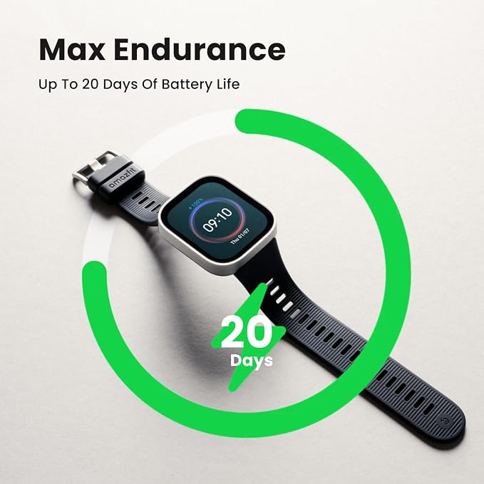 Amazfit Bip Max 50mm Smartwatch, 2.07" AMOLED Display, 20 Days of Battery, GPS, 4GB Storage, Offline Maps, Fitness Tracker, Hybrid Training, 150+ Sports, HYROX Mode, 5 ATM for Android & iPhone, Gray