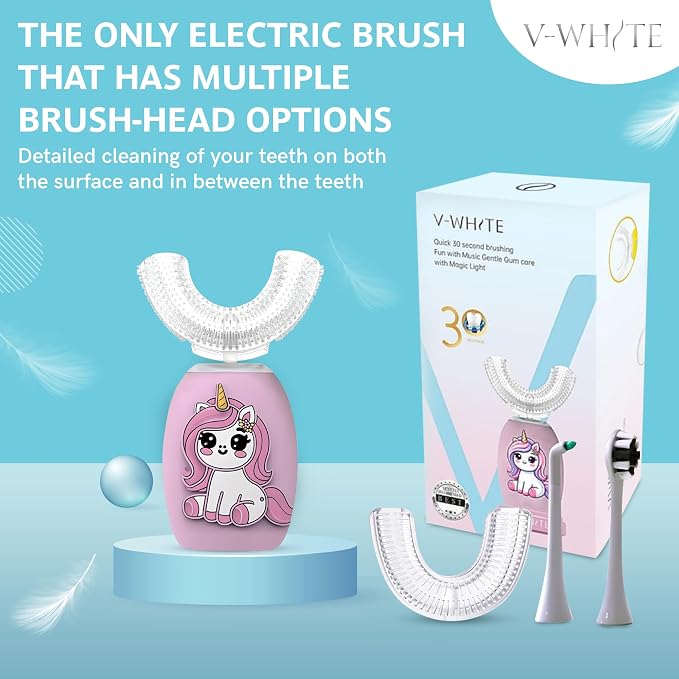 V-WHITE Ultrasonic Toothbrush Bundle: Ultimate Oral Care for The Whole Family Includes 1 X Electric Toothbrush for Adult, 1 X Electric Toothbrush for Kids and 1 X Foam Toothpaste for Kids