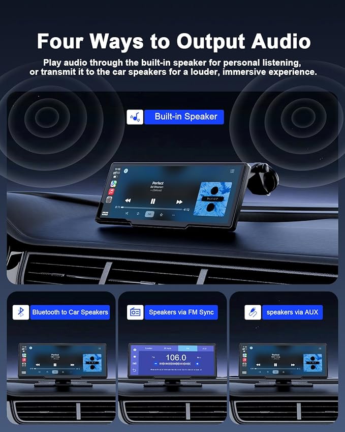 Avylet 8.1'' Wireless Apple Carplay Screen for Car, Android Auto with Backup Camera, Portable Car Stereo Touchscreen with OTA/GPS Navigation/Mirror Link/Voice Control/Bluetooth/AUX/FM/WiFi