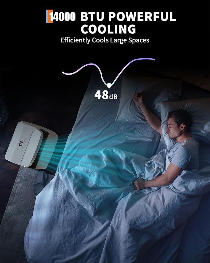 GAOMON 14000 BTU Portable Air Conditioners with Remote Control, 3-In-1 Free Standing AC Unit with Fan & Dehumidifier, Cools Room Up to 700 Sq.Ft, Smart/Sleep Mode,3 Speed,Auto Swing,24H Timer, White