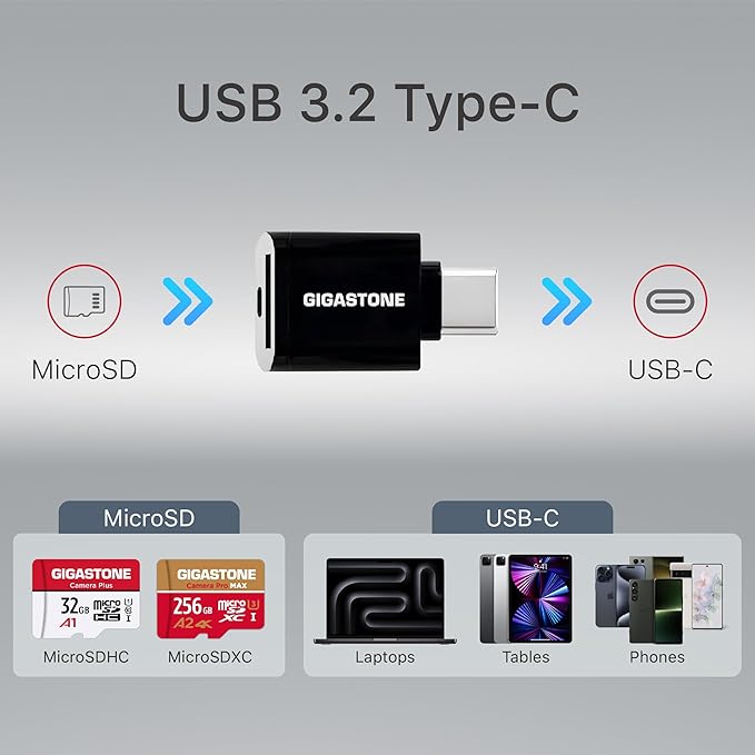 【5-Years Data Recovery】 GIGASTONE 512GB Micro SD Card with USB 3.2 Type C Card Reader, 4K Camera Pro MAX, Speed Up to 170MB/s Compatible with Gopro, DJI, Dash Cam, MicroSDXC UHS-I A2 V30 U3