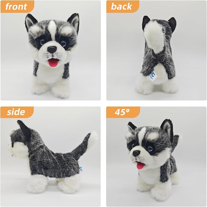 CU-MATE 12" Electric Plush Husky Dog Toys, Electronic Stuffed Animal Dog Toy, Interactive Wuffy Robot Puppy, Walking, Talking, Barking & Wagging Tail, Gifts for Boys and Girls