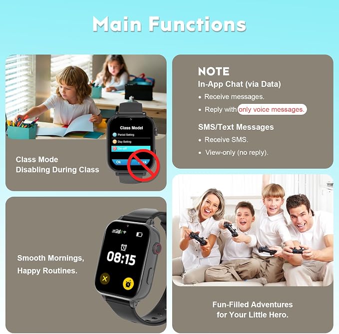 4G Kids Smart Watch for Boys Girls with GPS Tracker, Kid Smartwatch Phone Call SOS Video Call for Kids Birthday Gift Ages 4-12